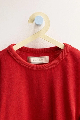 ZARA TIMELESS - однотонная футболка из хлопка и льна- Заказать в России