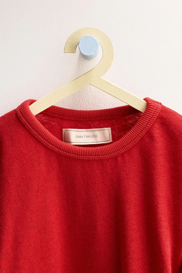 Футболка из хлопка и льна Zara «Timeless»
