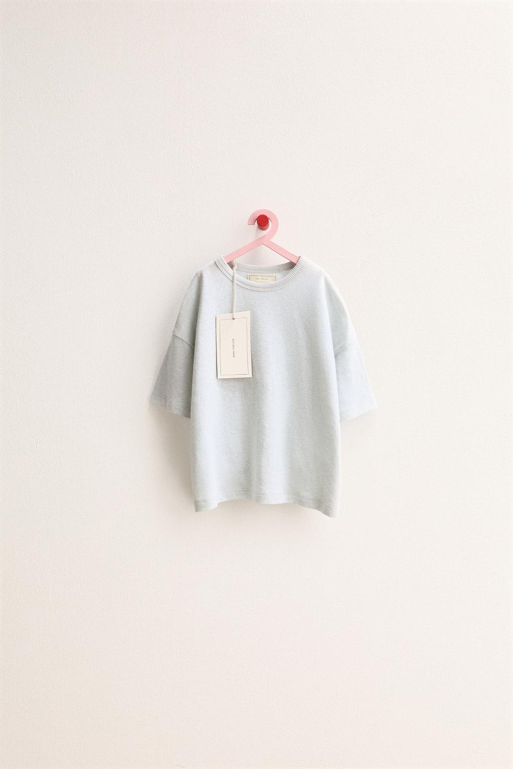 ZARA TIMELESS - ОДНОТОННАЯ ФУТБОЛКА ИЗ ХЛОПКА И ЛЬНА