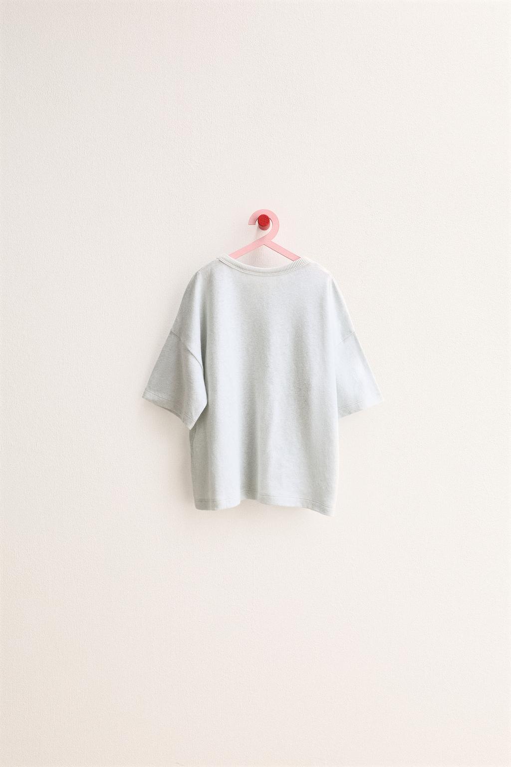 ZARA TIMELESS - ОДНОТОННАЯ ФУТБОЛКА ИЗ ХЛОПКА И ЛЬНА