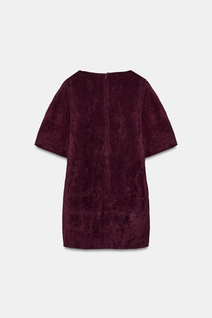 Короткое платье из 100% замшевой кожи- Заказать в России