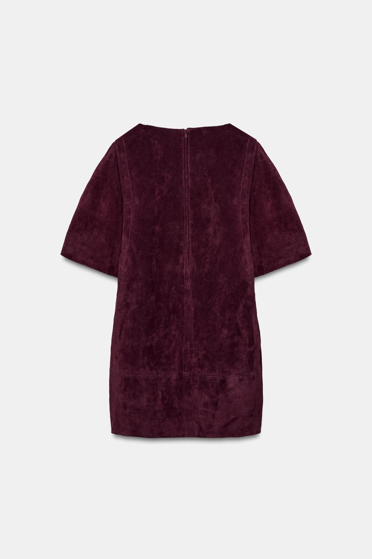 Короткое платье из замши на 100% кожаном