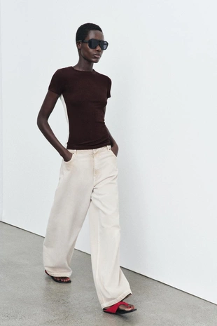 Комбинированная футболка с короткими рукавами- Заказать в России