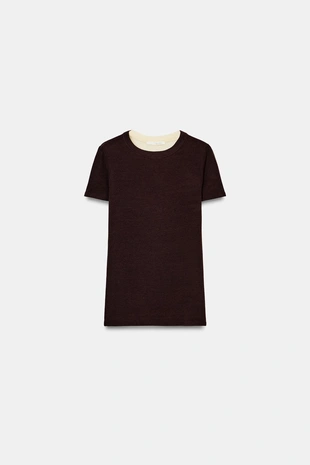 Комбинированная футболка с короткими рукавами- Заказать в России