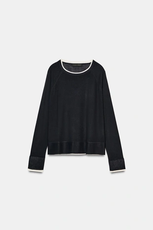 Navy blue | 1509/130/401 - Zara Двусторонний джерси