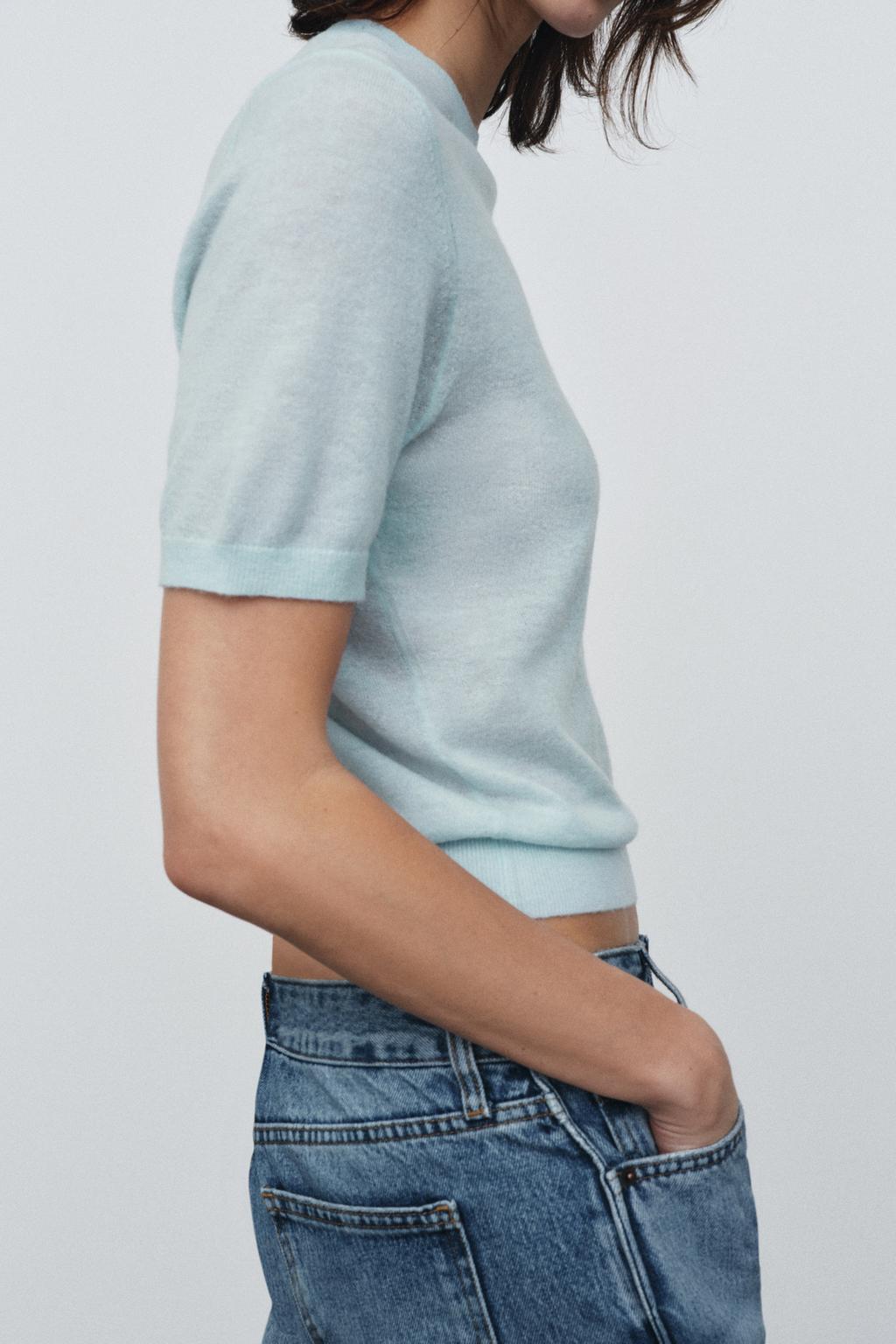 СВИТЕР ИЗ СМЕСОВОЙ ШЕРСТИ С КОРОТКИМИ РУКАВАМИ