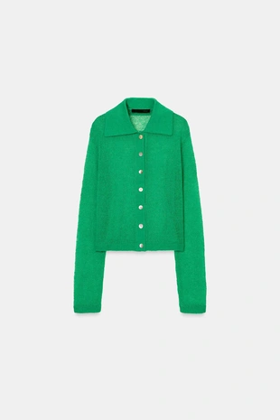 Кардиган с воротником поло- Заказать в России