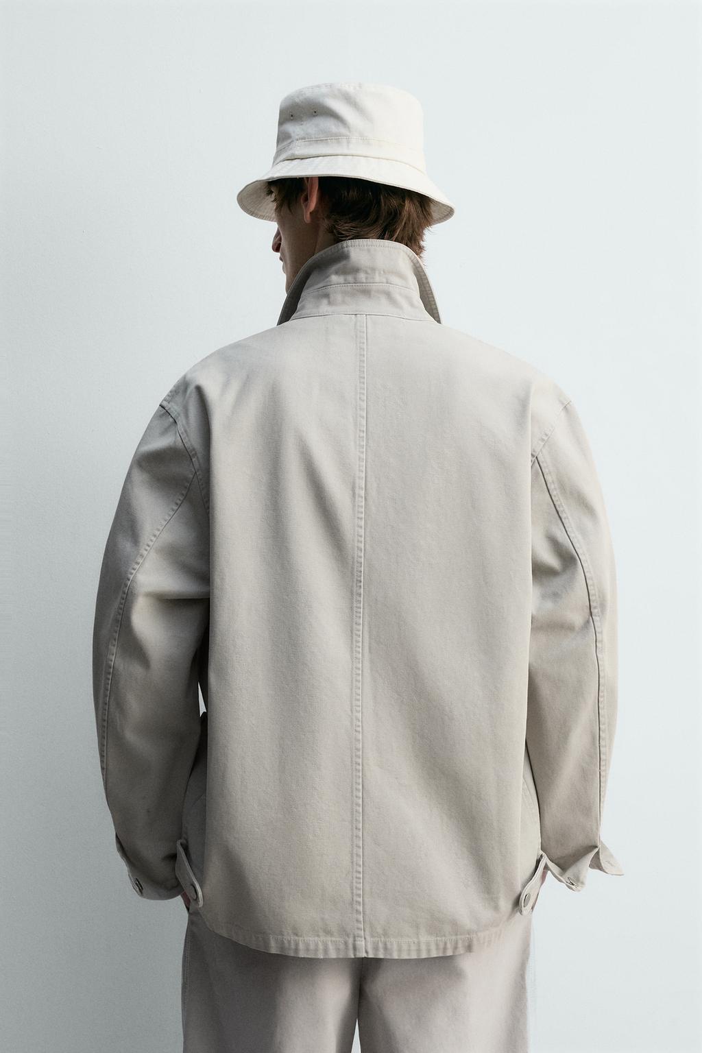 КУРТКА СВОБОДНОГО КРОЯ ИЗ ТКАНИ С ЭФФЕКТОМ ПОТЕРТОСТИ С КАРМАНАМИ