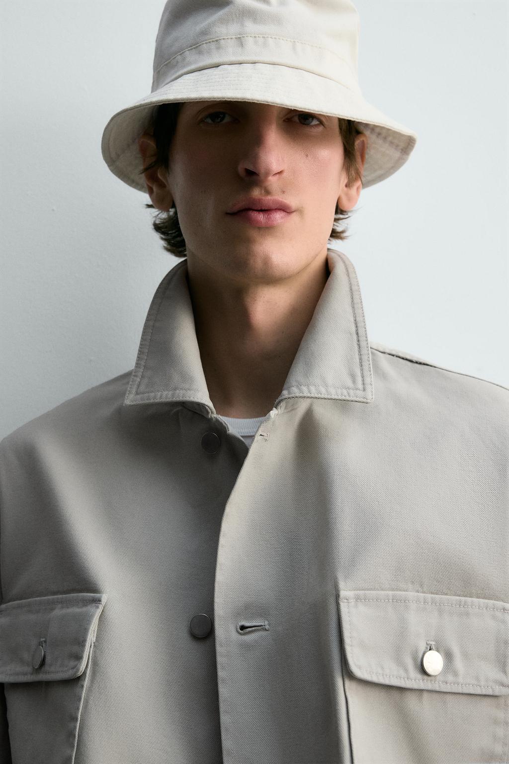 КУРТКА СВОБОДНОГО КРОЯ ИЗ ТКАНИ С ЭФФЕКТОМ ПОТЕРТОСТИ С КАРМАНАМИ