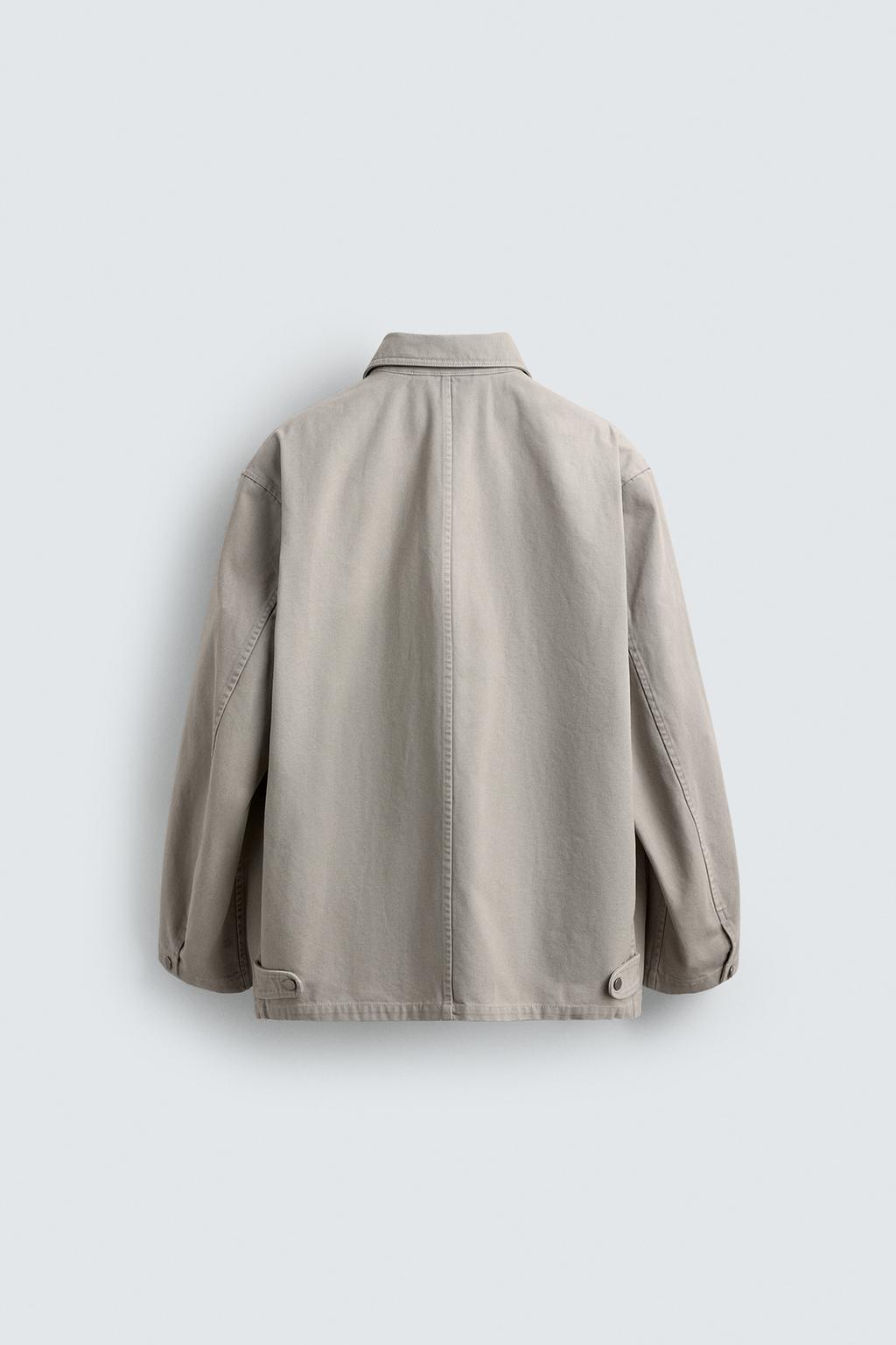 КУРТКА СВОБОДНОГО КРОЯ ИЗ ТКАНИ С ЭФФЕКТОМ ПОТЕРТОСТИ С КАРМАНАМИ