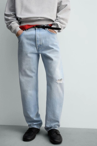 Джинсы STRAIGHT FIT с разрезами- Заказать в России