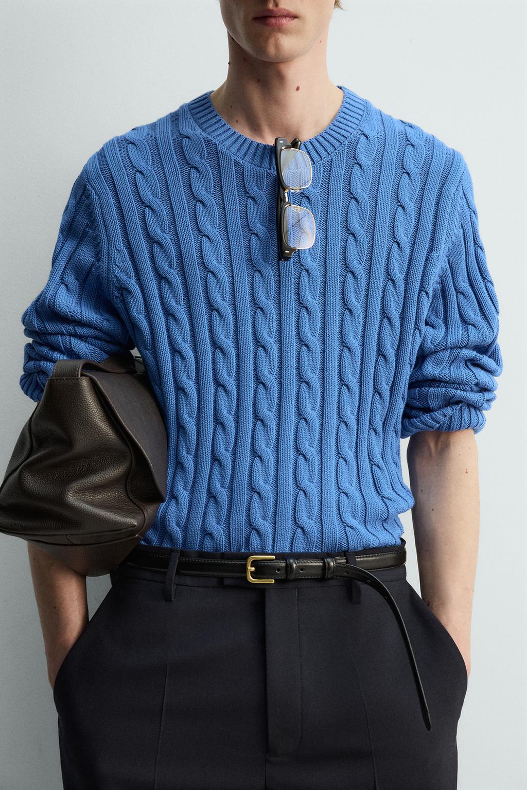 СВИТЕР С УЗОРОМ «КОСЫ»