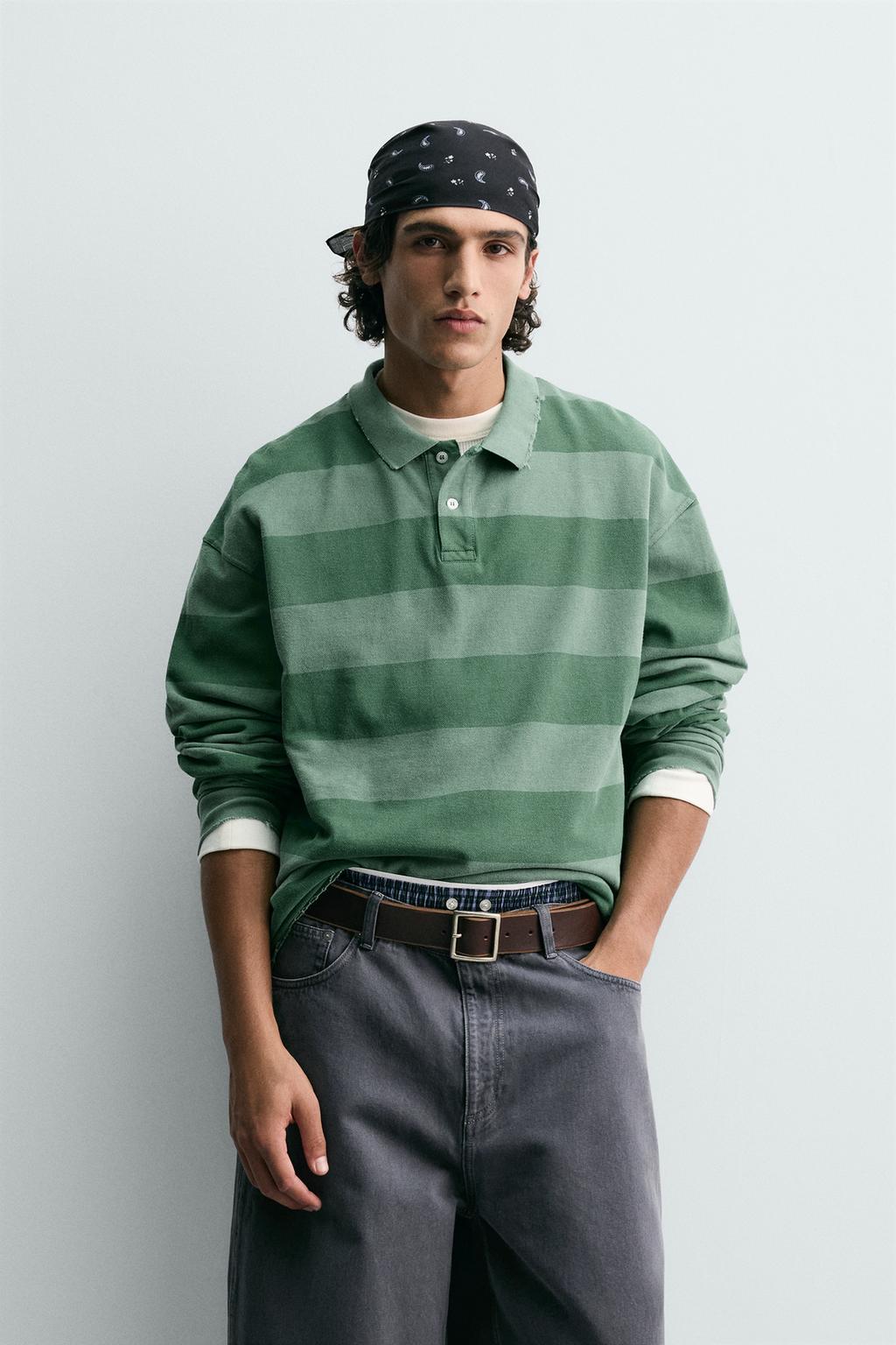 ПОЛО ПИКЕ В ПОЛОСКУ С ЭФФЕКТОМ СТИРКИ