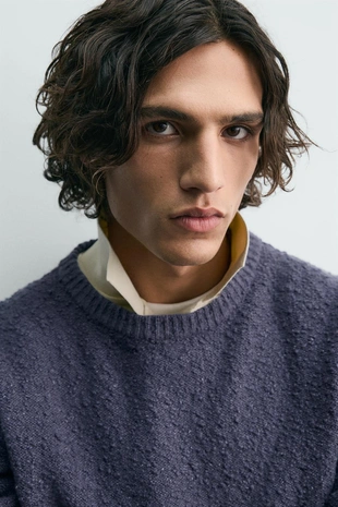 Джемпер букле рельефной вязки- Заказать в России