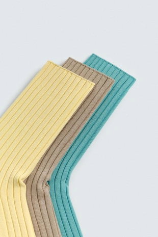 Носки в рубчик с эффектом потертости, набор из 3 шт., LIMITED EDITION- Заказать в России