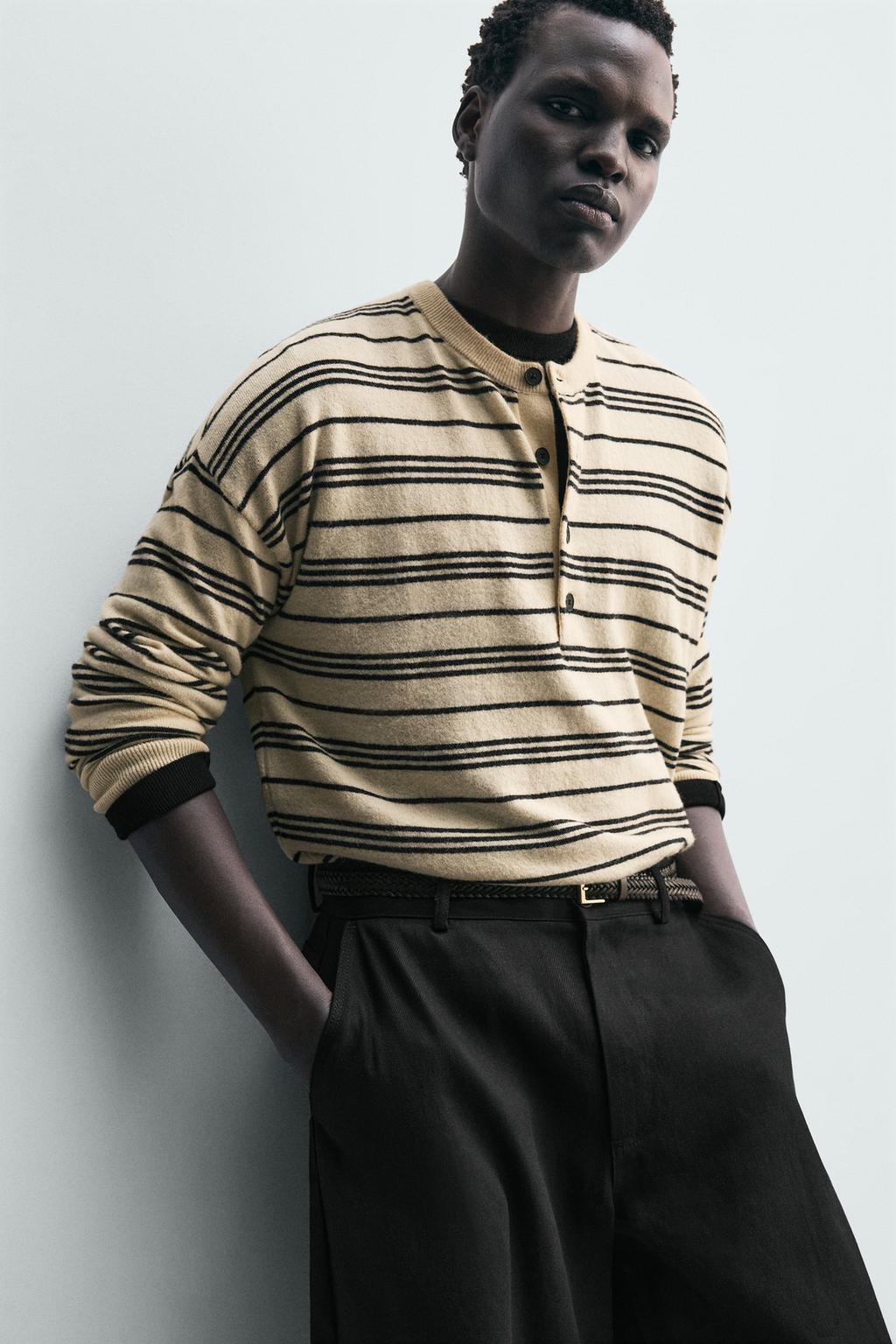 ДЖЕМПЕР В ПОЛОСКУ С ВОРОТНИКОМ НА ПУГОВИЦАХ