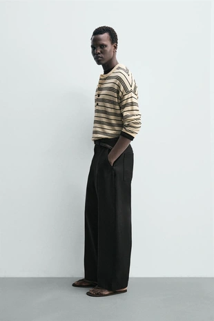 Джемпер в полоску с воротником на пуговицах- Заказать в России