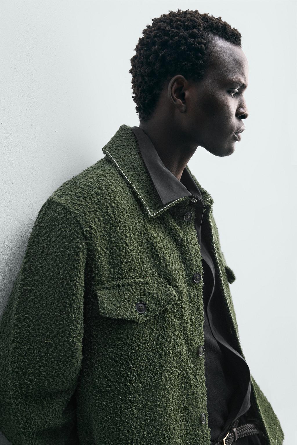 КУРТКА-РУБАШКА С ТЕКСТУРОЙ И ОТСТРОЧКОЙ