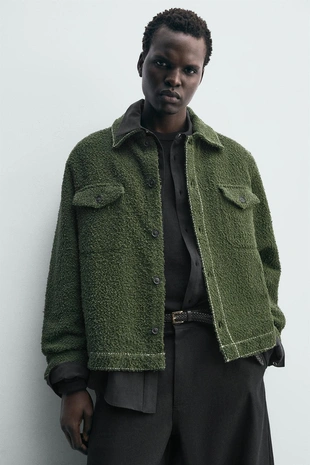 Куртка-рубашка с текстурой и отстрочкой- Заказать в России