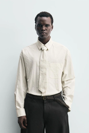 Рубашка в полоску с галстуком- Заказать в России