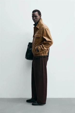 Кожаная куртка с карманами- Заказать в России