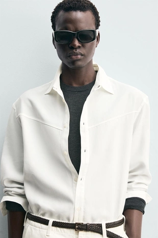 Рубашка струящегося покроя в ковбойском стиле- Заказать в России