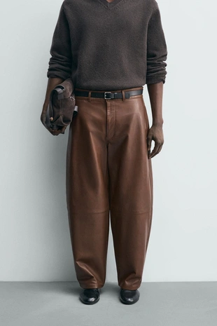 Кожаные брюки BALLOON FIT- Заказать в России