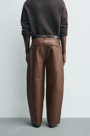 Кожаные брюки BALLOON FIT- Заказать в России