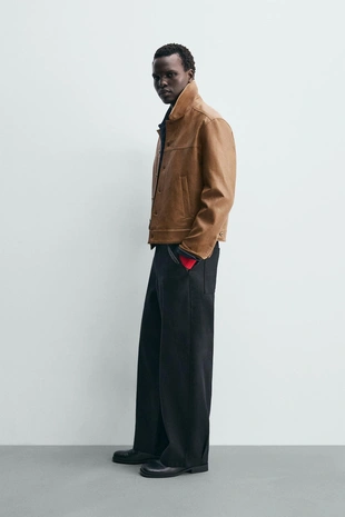 Куртка-рубашка классического кроя из искусственной кожи- Заказать в России