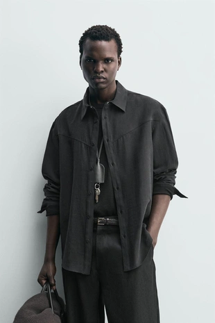 Рубашка струящегося покроя в ковбойском стиле- Заказать в России