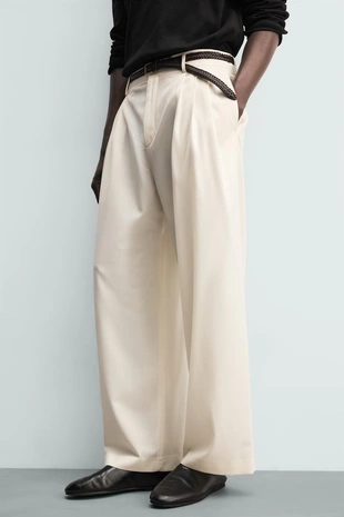 Брюки со складками и шерстью- Заказать в России