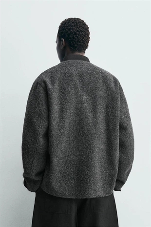 Кардиган из рельефной ткани с шерстью- Заказать в России