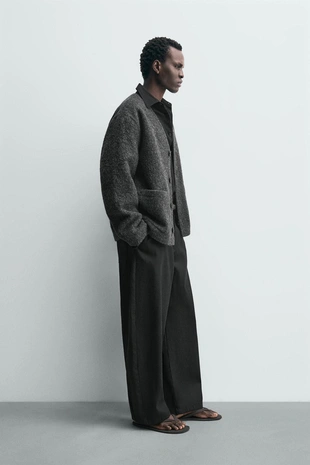 Кардиган из рельефной ткани с шерстью- Заказать в России