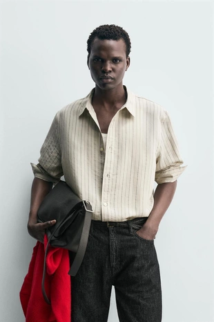 Рубашка свободного кроя в полоску- Заказать в России