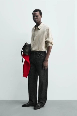 Рубашка свободного кроя в полоску- Заказать в России