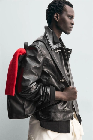 Куртка из искусственной кожи с навесными петлями- Заказать в России