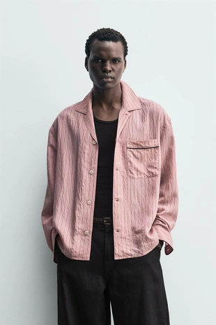 Рубашка струящегося кроя в полоску- Заказать в России