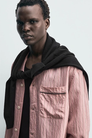 Рубашка струящегося кроя в полоску- Заказать в России