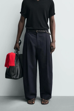 Брюки структурные из хлопка и льна- Заказать в России