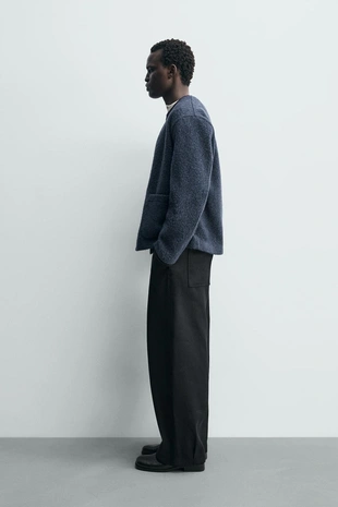 Кардиган из рельефной ткани с шерстью