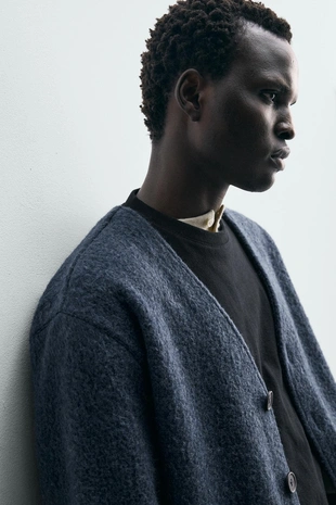 Кардиган из рельефной ткани с шерстью- Заказать в России