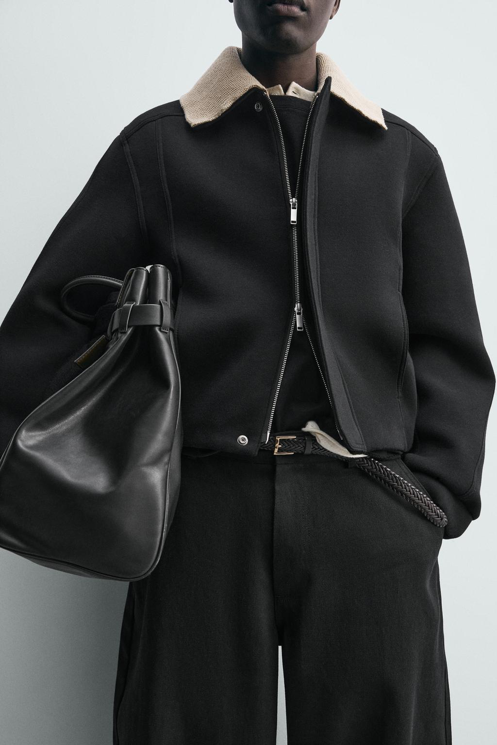 КУРТКА ИЗ НЕОПРЕНА С КОМБИНИРОВАННЫМ ВОРОТНИКОМ