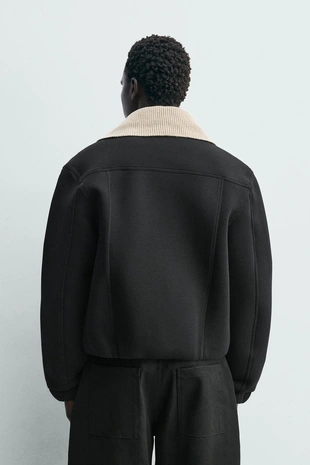 Куртка из неопрена с комбинированным воротником- Заказать в России