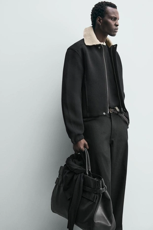 Куртка из неопрена с комбинированным воротником- Заказать в России