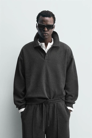 Толстовка поло с текстурой- Заказать в России