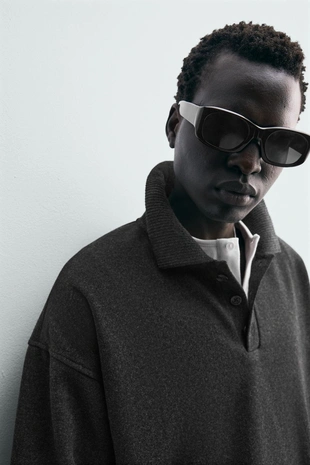 Толстовка поло с текстурой- Заказать в России