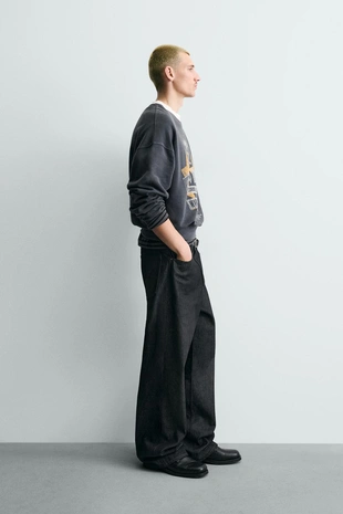 Свитшот с принтом и эффектом выцветания- Заказать в России