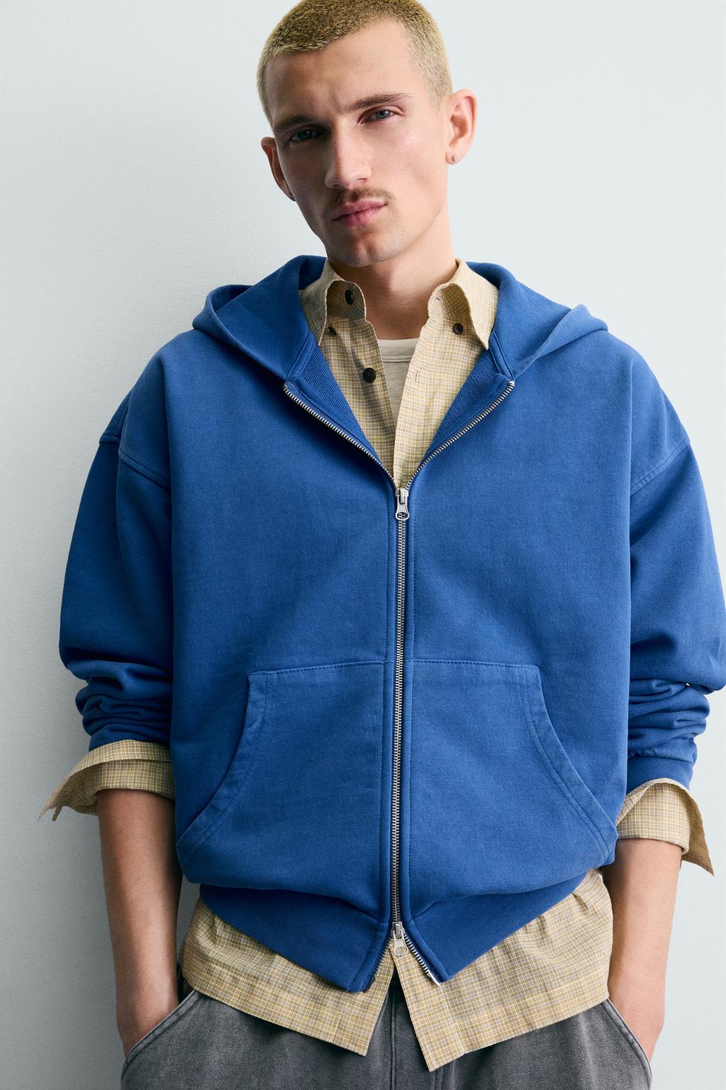 ТОЛСТОВКА С ЭФФЕКТОМ ПОТЕРТОСТИ НА МОЛНИИ С КАПЮШОНОМ