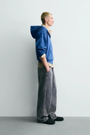 Толстовка с эффектом потертости на молнии с капюшоном- Заказать в России