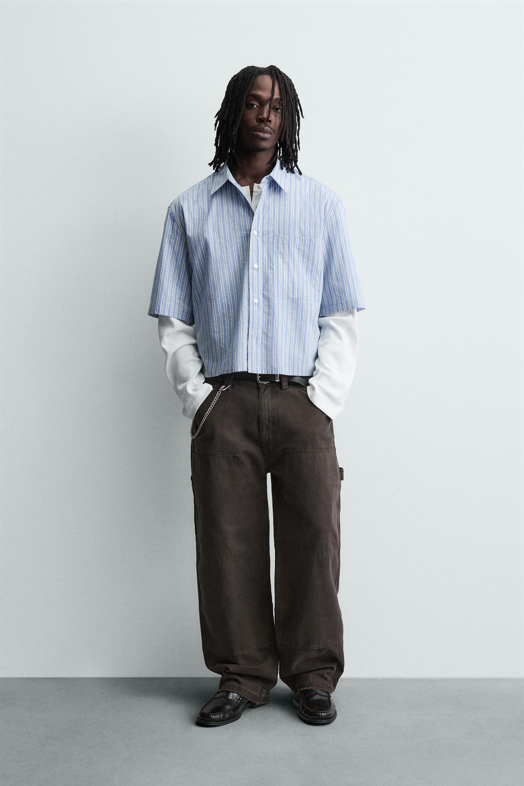 Рубашка в полоску с контрастом